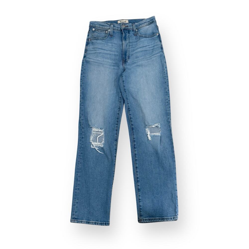 Madewell The Perfect Vintage Straight Leg Jeans Womens 27 Danby Wash Knee-Rip